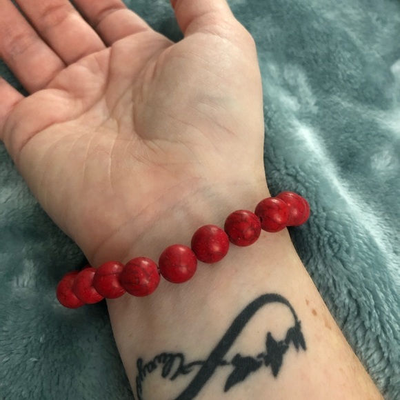 orange and gold Beaded Sideways cross bracelet - Picture 3 of 3